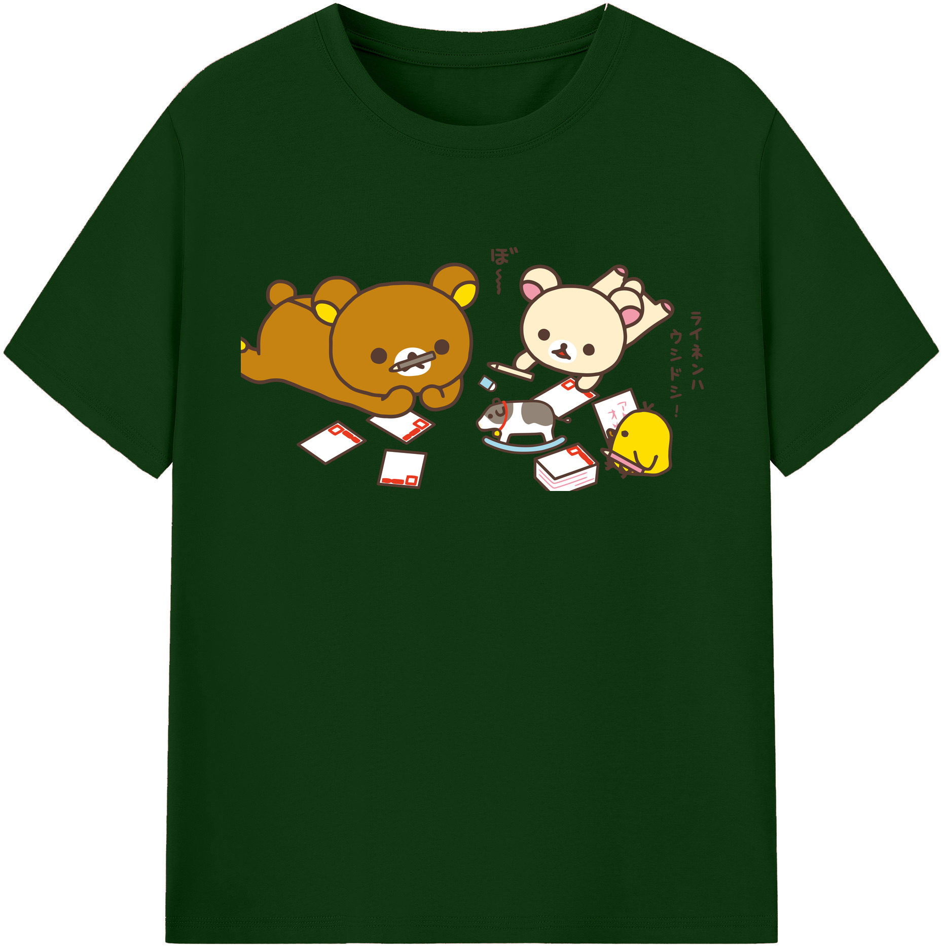 （画像用） リラックマ リラックマ キイロイトリ Rilakkuma Korilakkuma Kiiroitori 綿100％半袖Tシャツ（フロントプリント）